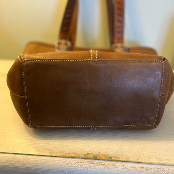Vintage Y2K Coach Hampton Brown Leather Bucket Tote Bag - Picture 3 of 9